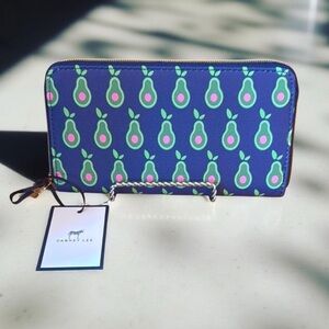 NWT Dabney Lee Blue Wallet with avocado pattern